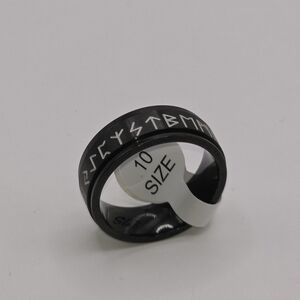 Black Engraved Spinner Ring